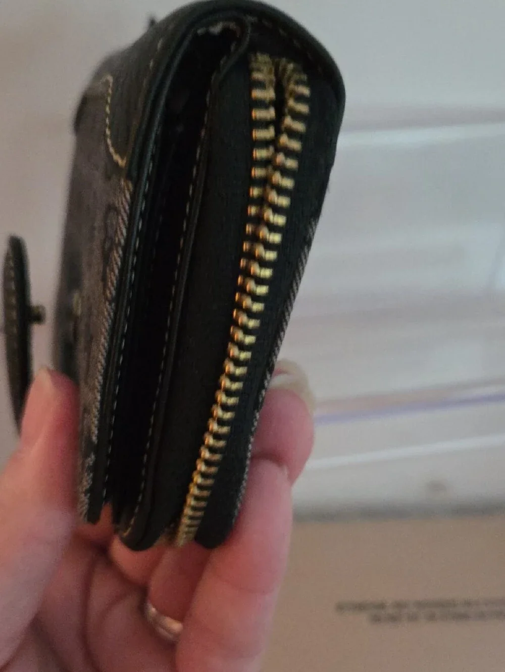 Dooney & Bourke Vintage Black & Gray Monogram Sm. Flap Snap Wallet
